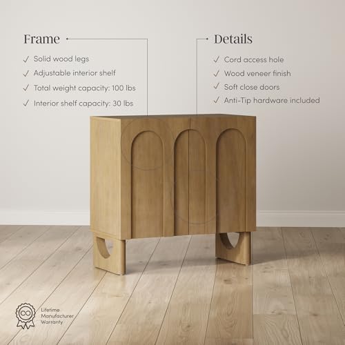 Jett Mid Century Modern Wood Credenza Storage Cabinet (2 Count)