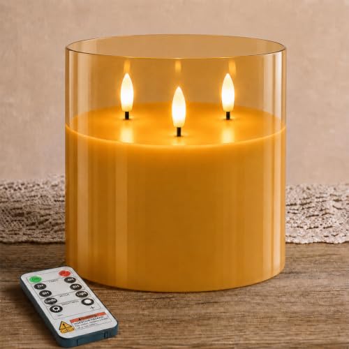Amber Large Glass Flameless LED Candle