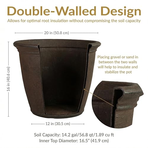 Sunnydaze Anjelica 20'' Large Plastic Planter Pot for Plants (4 Count)