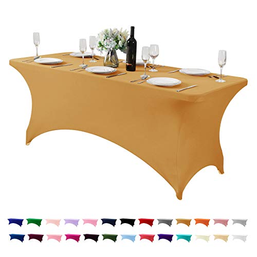 Spandex Table Cover for 6Ft or 4fT or 8ft Table Universal Fitted Stretch Tablecloth for Party