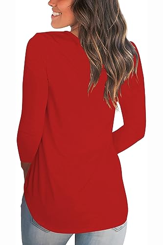Womens V Neck Christmas Shirt Xmas Holiday Tshirt Long Sleeve Merry Christmas Lights Tee Tops Red XXL