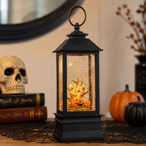 Halloween Snow Globe Lantern Water Glittering Spooky Ghosts in Pumpkins with Music
