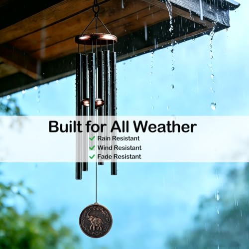 34" Elephant Wind Chimes for Outside