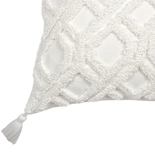 Boho Pillow Covers 18X18 Inch Boho Tufted Throw Pillow Covers Decorative Tassels Cushion Cover Farmhouse Pillow Case for Couch Sofa Bed Living Room Bedroom