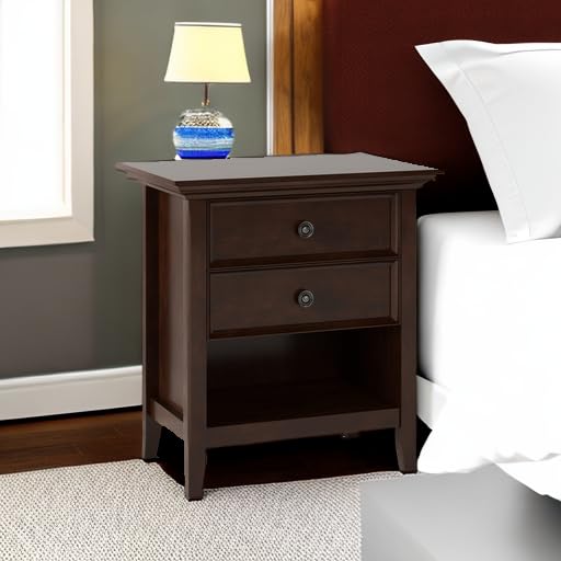 Amherst 24" Wide Solid Wood Bedside Table in Russet Brown