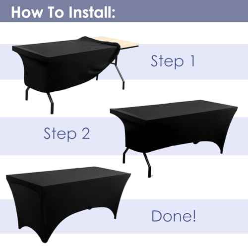 2 Pack 8ft Black Spandex Tablecloth (2 Count)