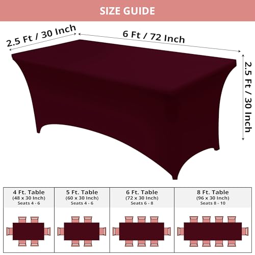 Spandex Table Cloth 2 Pack [6FT (2 Count)