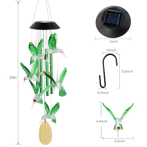 Hummingbird Solar Wind Chimes Outdoor