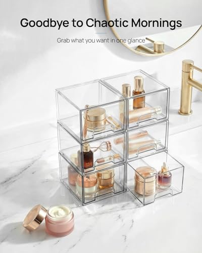 12 Pack Small Clear Stackable Storage Drawers (12 Count)