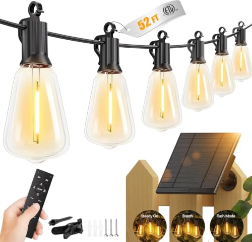 52FT Solar String Lights Outdoor (52 Foot)