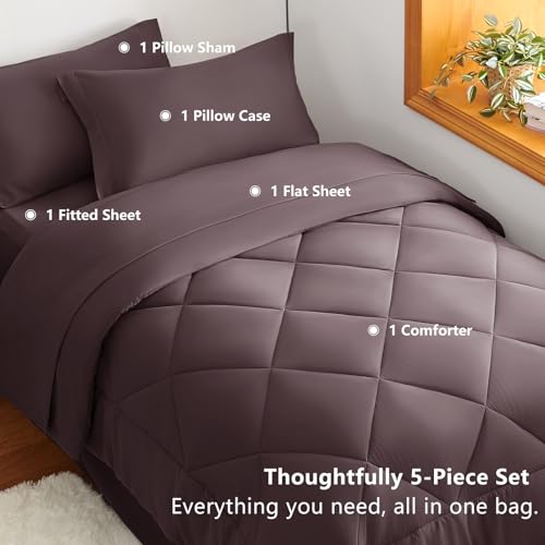 Twin XL Comforter Set Cocoa Powder