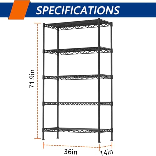 5 Shelf Adjustable Heavy Duty Storage Shelving Unit