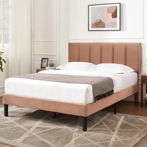 Full Size Bed Frame with Upholstered Headboard