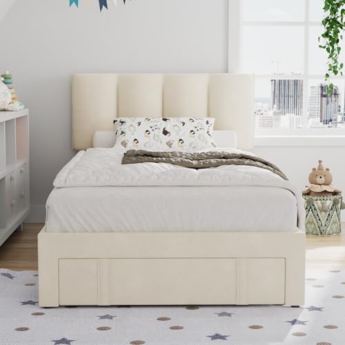 Twin Bed Frame with Storage Drawer