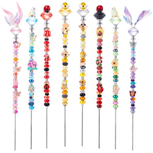 264Pcs Beaded Animal Garden Stakes Fairy Wand 12in Threaded Rods (264 Count)