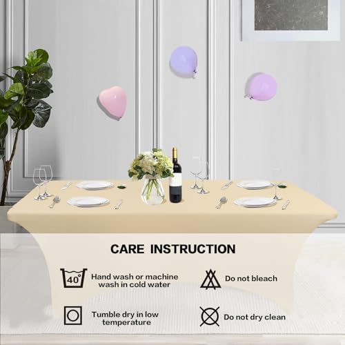 2 Pack 8FT Table Cloth for Rectangular Spandex Champagne Cover (2 Count)