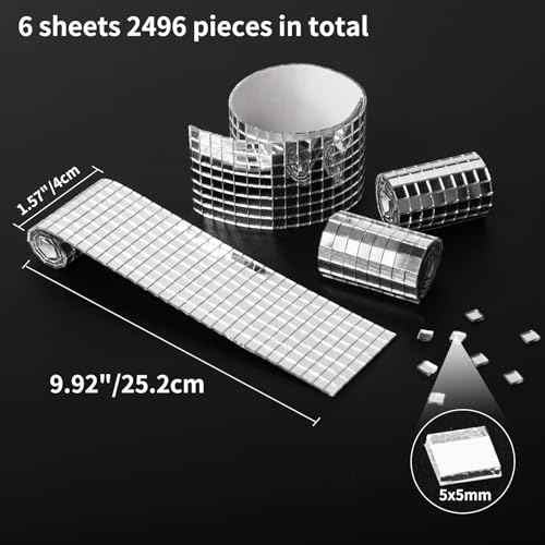 Self Adhesive Glass Mirror Mosaic Tiles (6 Count)