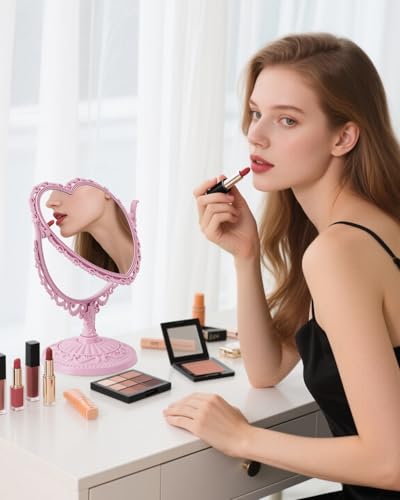 Heart Shaped Cute Vanity Princess Mirror for Desk