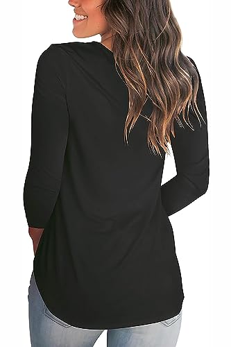 Merry Christmas Shirt for Women Loose Fit Christmas Tee Shirts Funny Graphic Long Sleeve Pulllover Tops Black L
