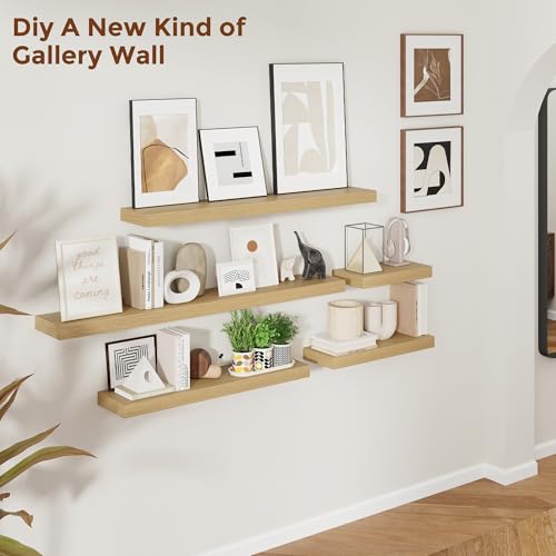 51 Inch Floating Shelves for Wall 8 Inch Deep Oak Shelves Set of 2