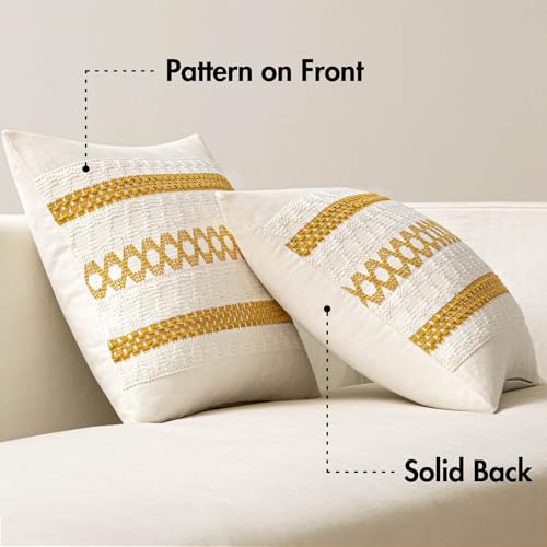 Set of 2 Mustard Yellow Decorative Lumbar Pillow Covers 12x20 Inch (2 Count)