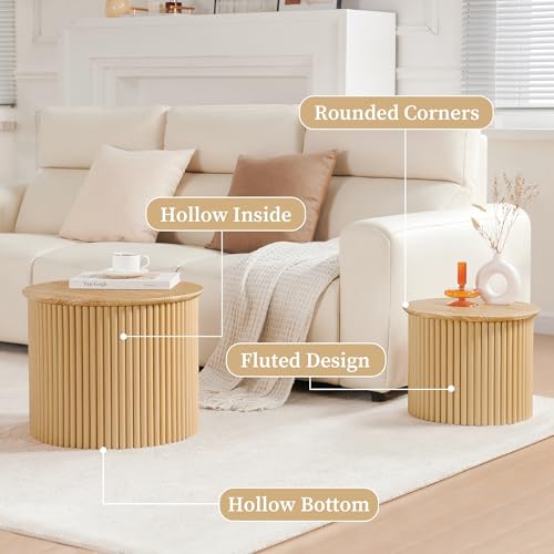 Fluted Round Nesting Coffee Table Set of 2 (2 Count)