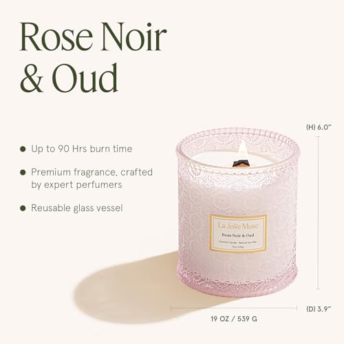 Rose Noir & Oud Scented Candles for Home (19.4 Ounce)