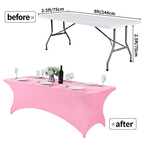 2Pack Spandex Table Cover for 8FT or 4ft or 6ft Table Universal Fitted Stretch Tablecloth for Party