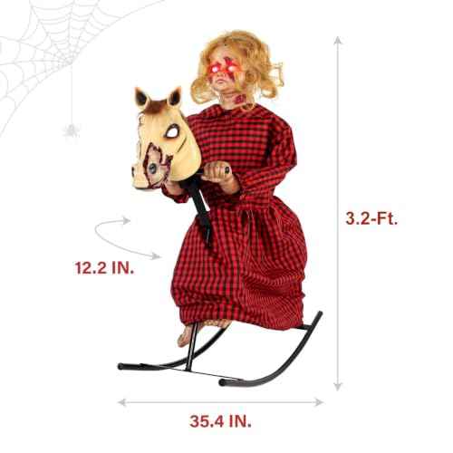 3.2 Ft. Rocking Horse Girl Animatronic with Voice (3.2 ft. Rocking Horse Girl)