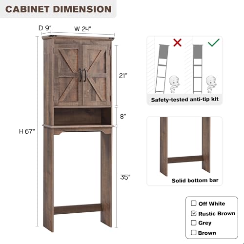 67" Farmhouse Over Toilet Storage Bathroom Cabinet