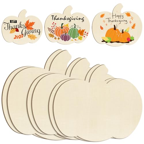 Wooden Pumpkins Ornaments to Paint Halloween Thanksgiving Decoration Cutouts Unfinished 6Pack (6 Count)