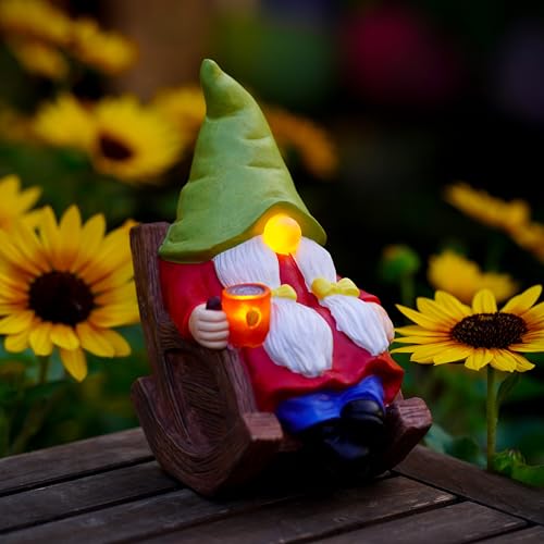 Solar Powered Relax Garden Gnome Statue