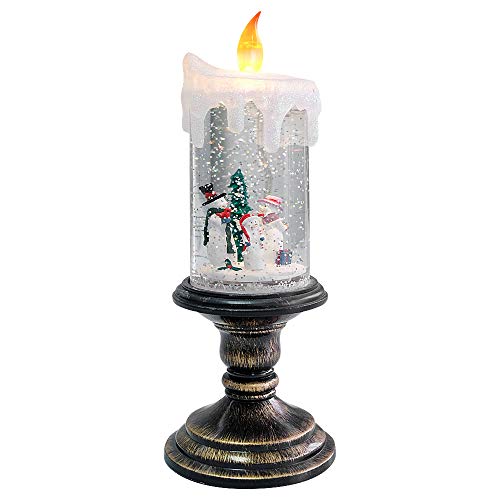 Snowman Christmas Snow Globe Flameless Candle Battery Operated