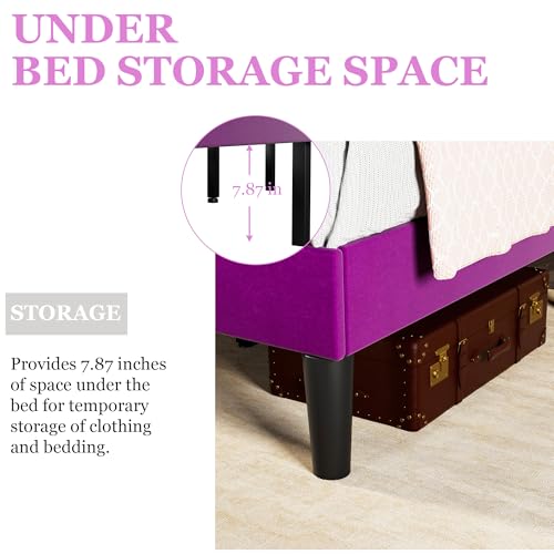 Twin Size Bed Frame with Diamond Tufted Headboard