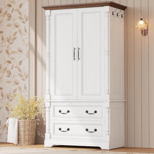 Armoire Wardrobe Closet 70" with 2 Drawers for Bedroom