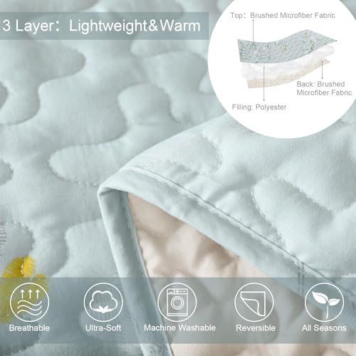 Reversible Boho Quilt King Size Aqua (3 Count)