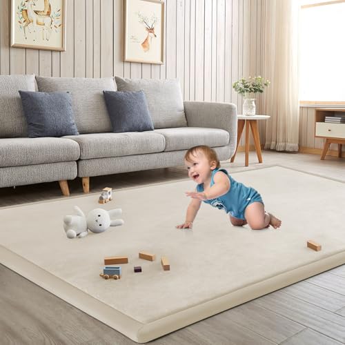 Baby Play Mat for Floor Nursery Rug Muscle Mat Area Rug Playroom Rug 59"x59" Playpen Mat Elastic Foam 1.3" Thick Crawling Mat for Babies