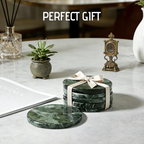 Marble Coasters Set of 6 Green (6 Count)