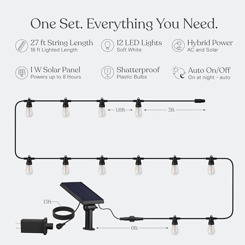 Ambience Hybrid Outdoor String Lights (27 Foot)