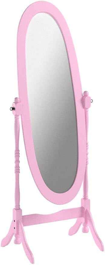 Roundhill Furniture Queen Anna Style Floor Cheval Mirror, Pink