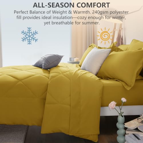 Queen Comforter Set Mustard Yellow