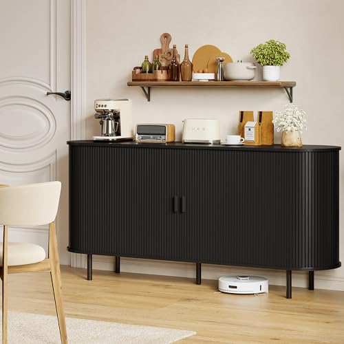 63" Fluted Buffet Sideboard Cabinet with Sliding Door