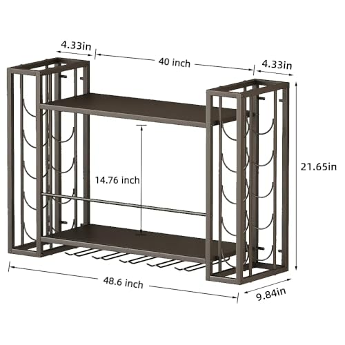 Wall Mounted Wine Rack with Glass Holder