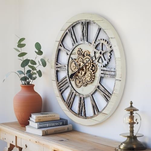 The Gears Clock 36'' Inch Real Moving Gear Wall Clock Vintage Industrial Oversized Rustic Farmhouse