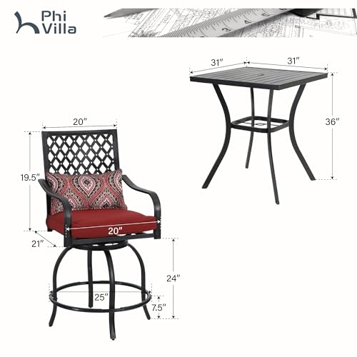Patio Bar Height Set with 4 Outdoor Swivel Chairs (5 Count)
