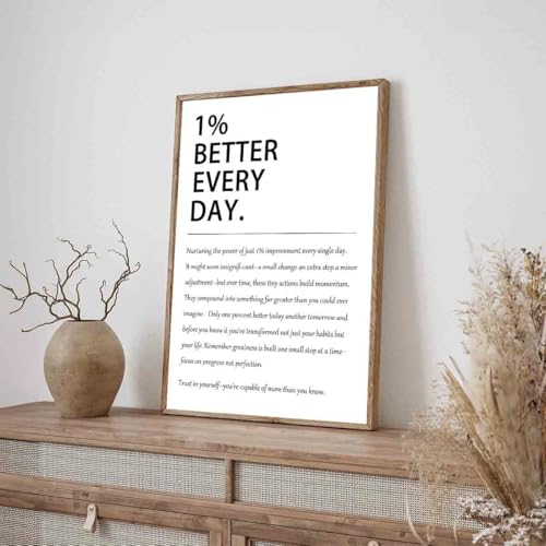 1% Better Every Day Art Inspirational Pictures Motivational Print Quote Poster Growth Mindset Posters Self Improvement Poster Positive Sayings Office Living Room Decor 16x24inch No Frame
