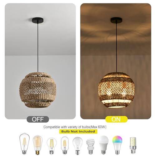 13.8" Woven Rattan Pendant Light (2 Count)