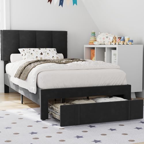 Twin Size Bed Frame with Storage Drawer
