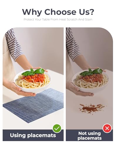 Gradient Blue Woven Placemats Set of 8 (3 Count)
