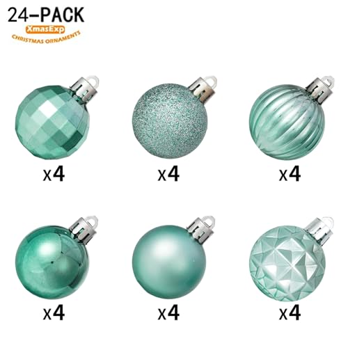 24ct Mint Green Christmas Ball Ornaments for Tree Decorations (24 Count)